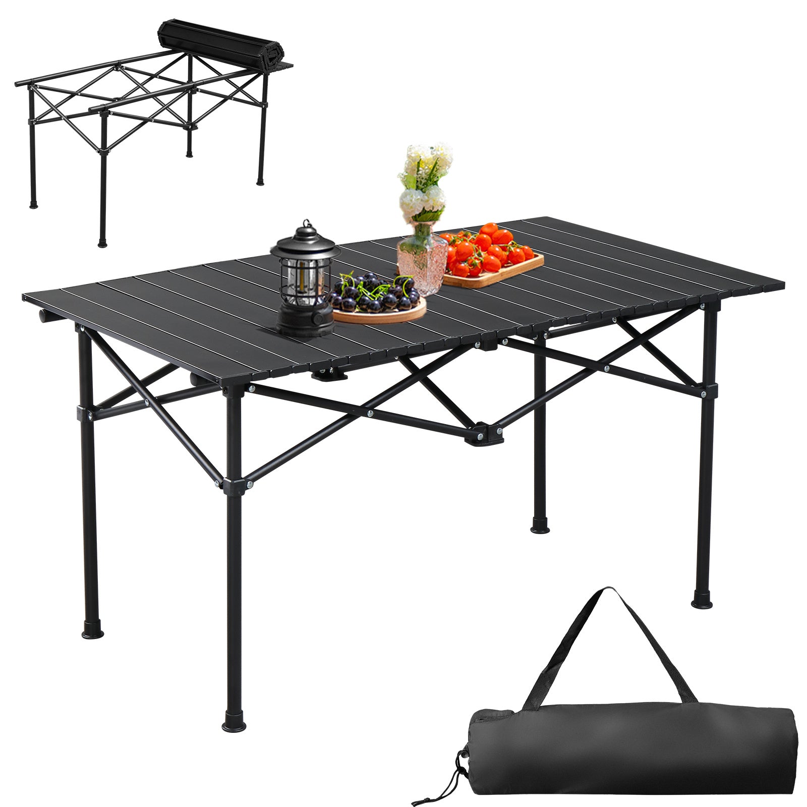 Black Camping Roll Table Carbon Steel Straight Pipe 100kg