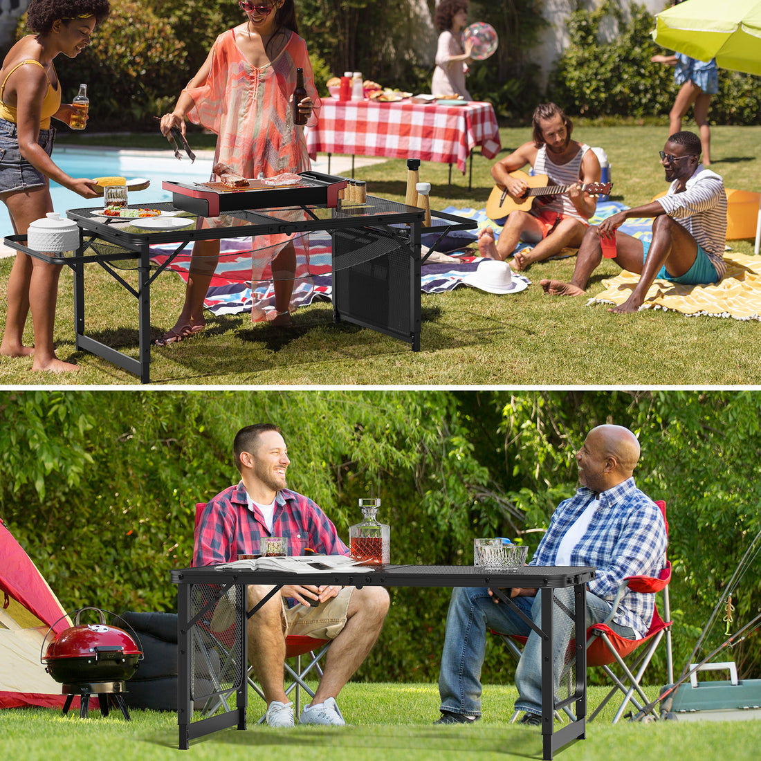 4.7ft Black Outdoor Folding Table