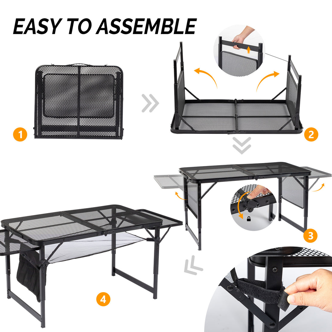 4.7ft Black Outdoor Folding Table