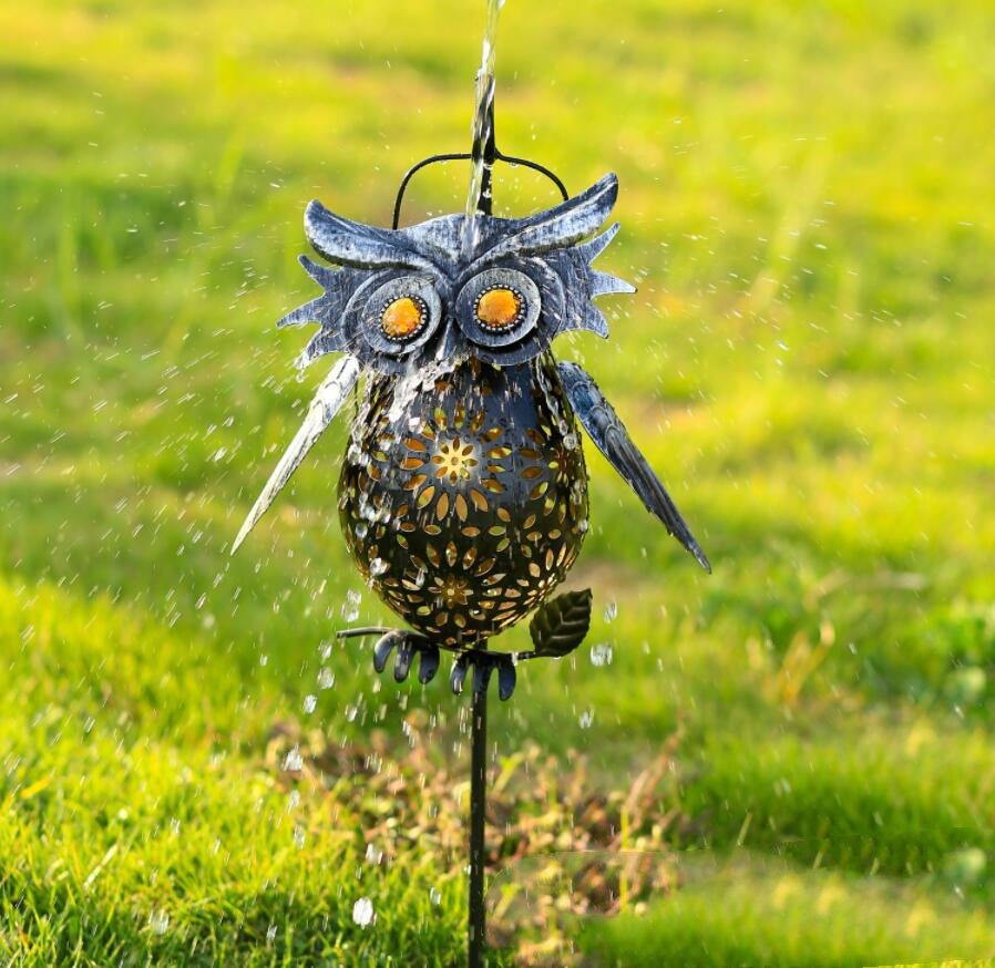 Solar Light LED Owl Iron Lantern
