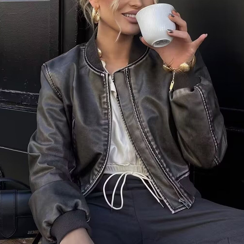 Fashion Short PU Jacket Coat