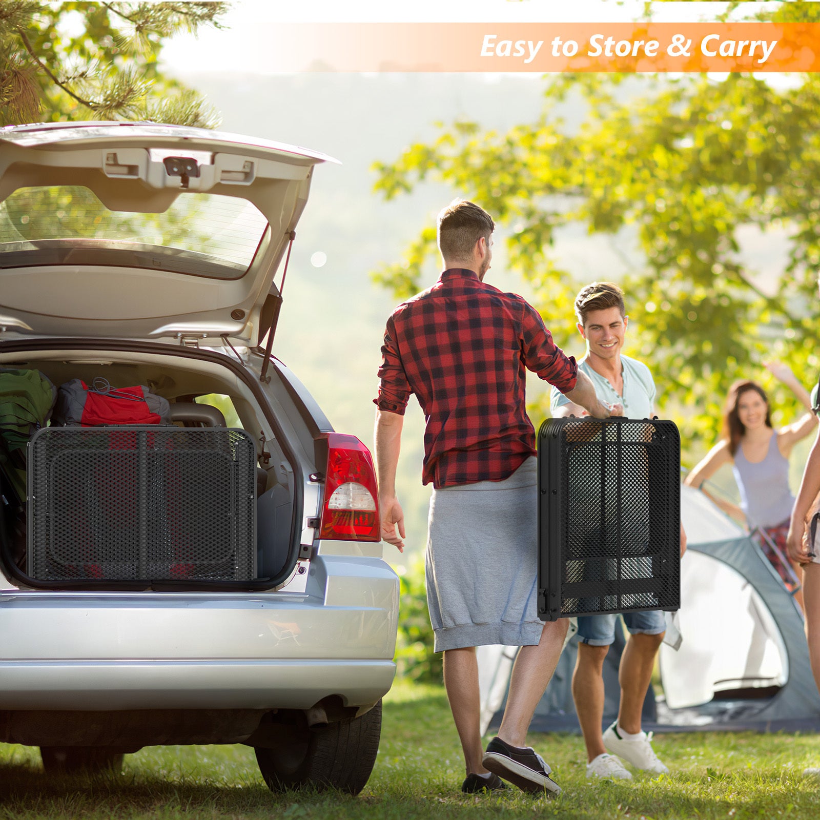 4.7ft Black Outdoor Folding Table